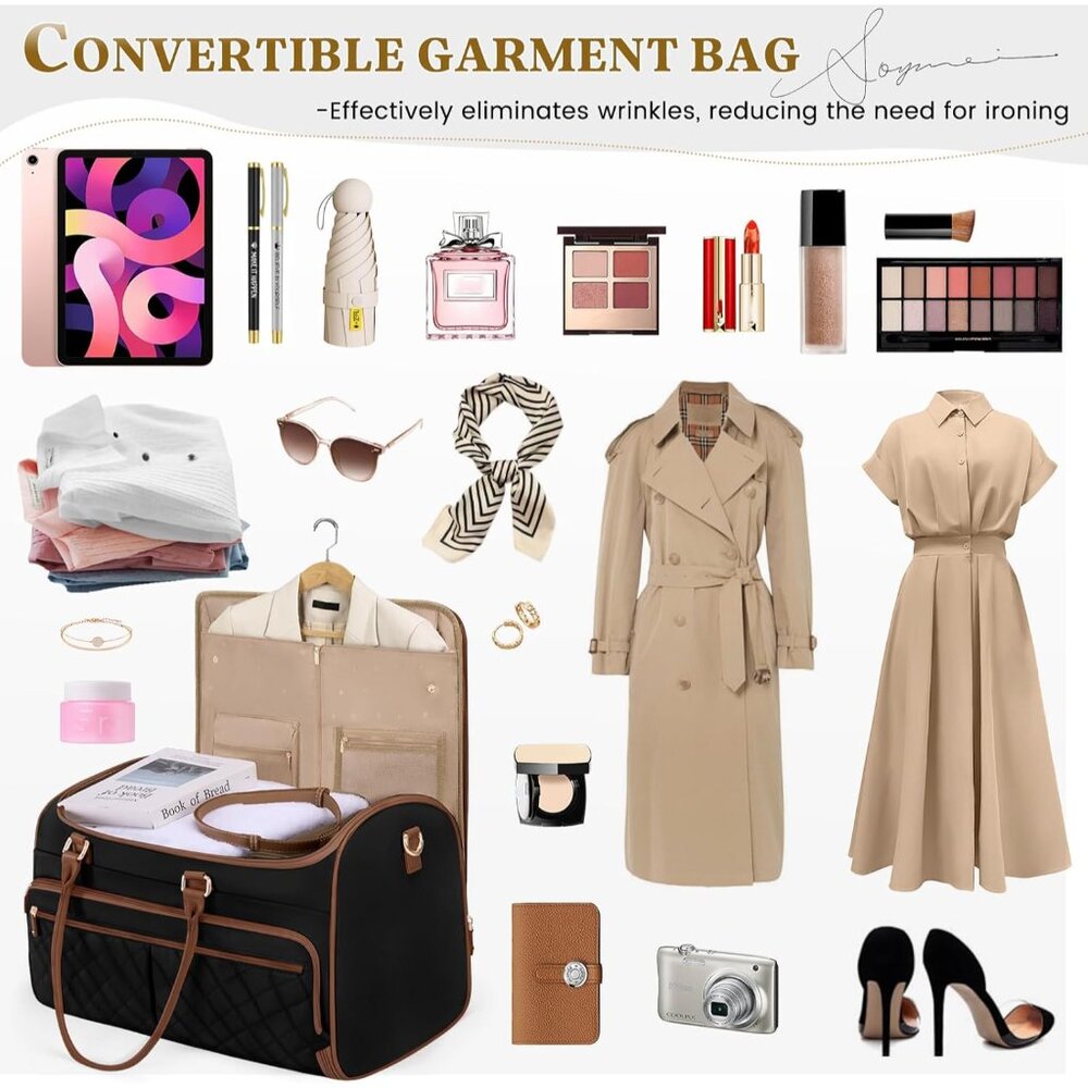 Garment Bags for Travel Women Convertible Garment Duffle Bag for Hanging Clothes - Picture 7 of 7